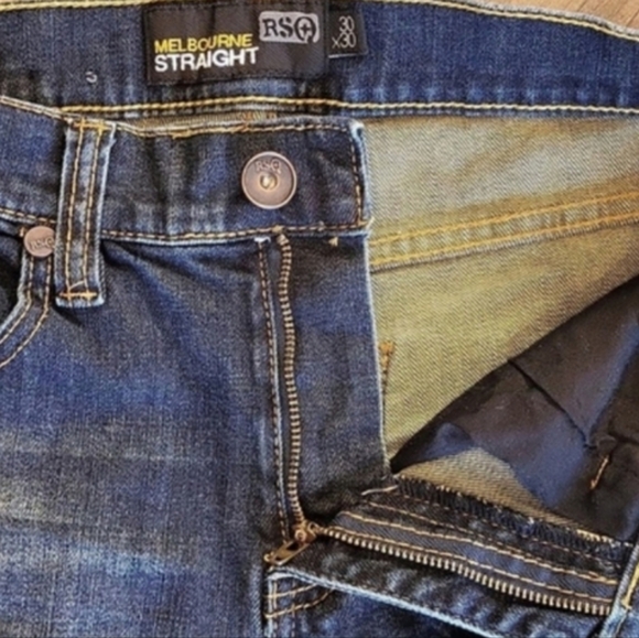 RSQ Melbourne Straight Leg Slightly Distressed Dark Blue Wash Jeans, 30x28 - Picture 6 of 11